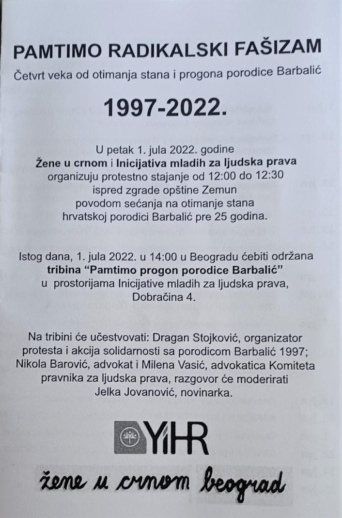 Četvrt veka od otimanja stana i progona zemunske porodice Barbalić