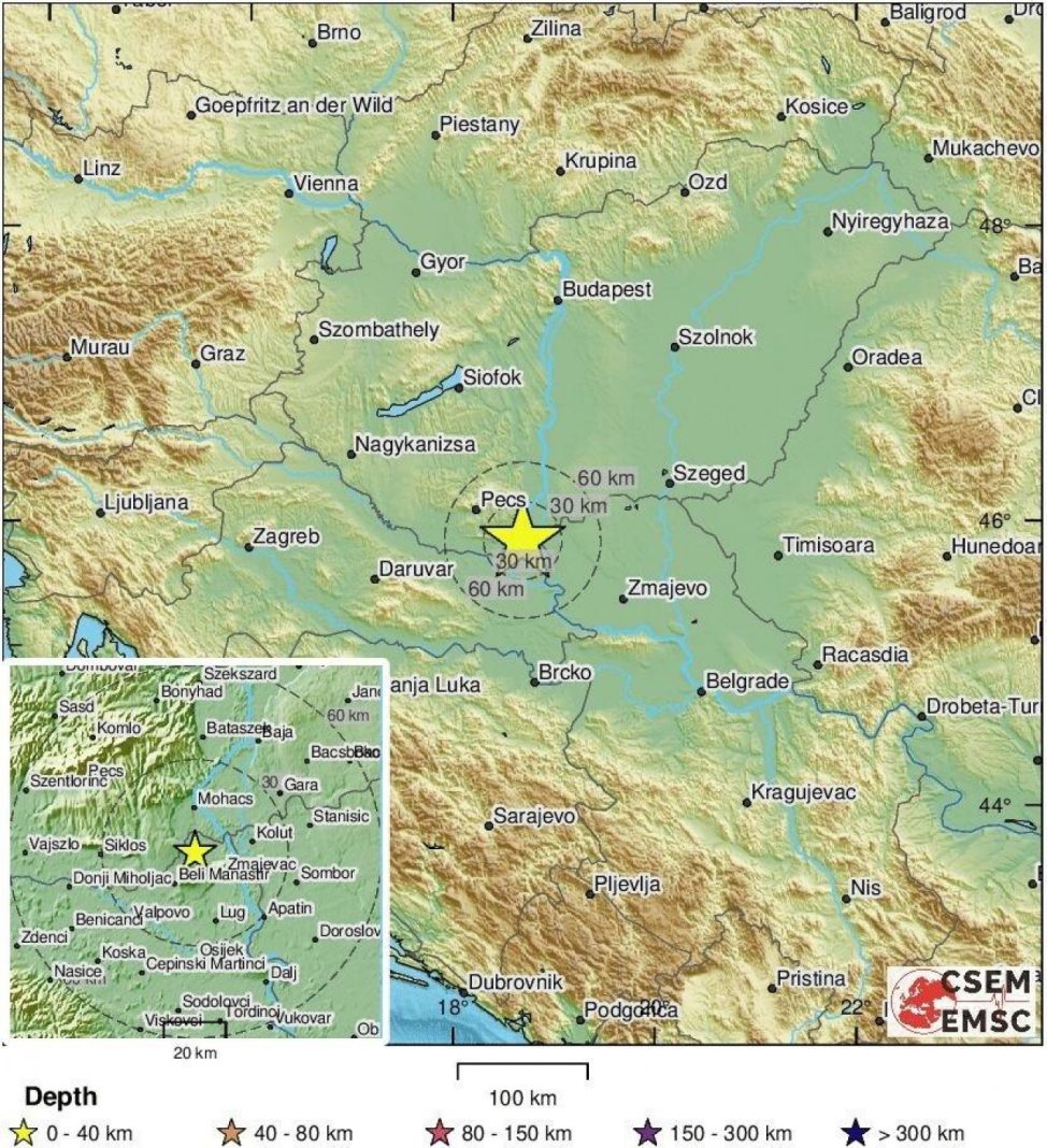 U Baranji zemljotres jačine 3,6 stepeni po Rihteru