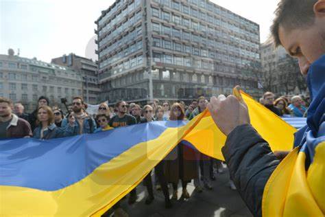 Razvijanjem zastave Ukrajine završen Marš solidarnosti i mira