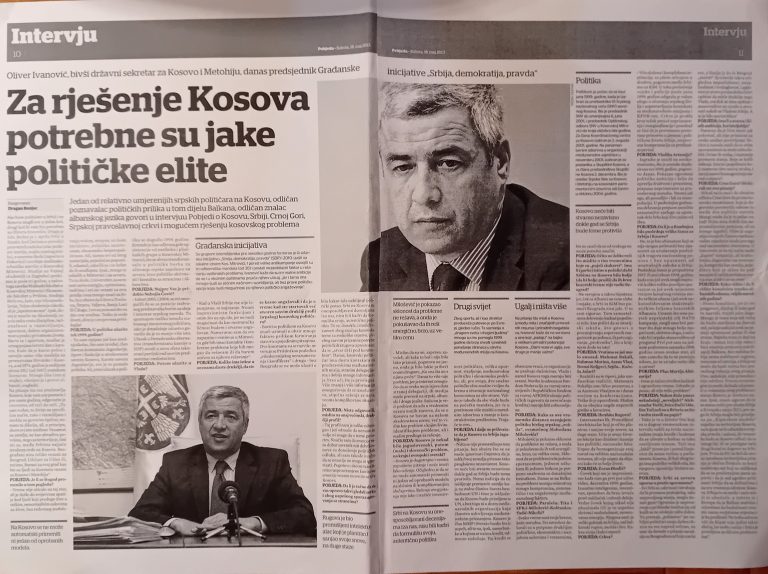 INTREVJU Oliver Ivanović: Za rešenje kosovskog problema potrebne su jake političke elite
