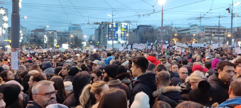 Protest studenata na beogradskom trgu Slavija