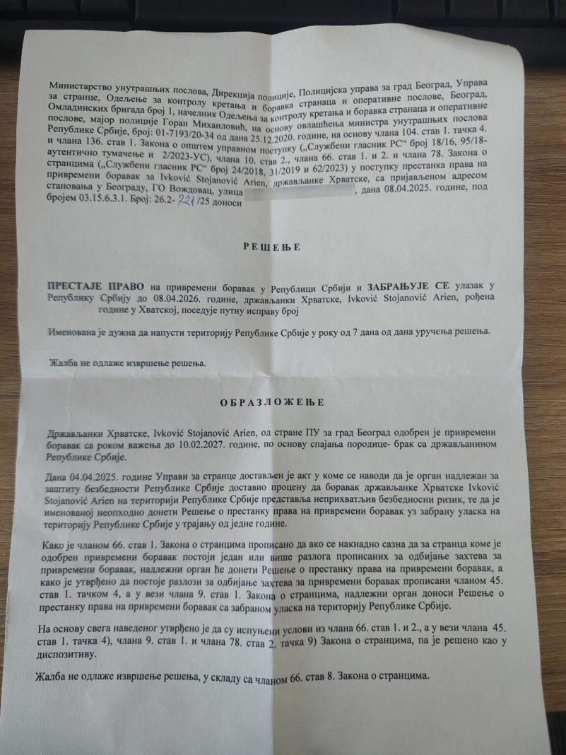 Državljanka Hrvatske podržala studente, pa proterana iz Srbije